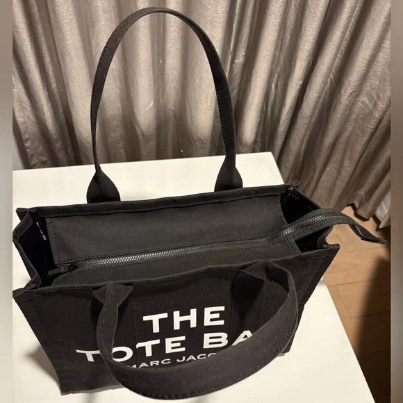 Marc Jacobs Black Canvas Tote with White Logo Text - Picture 4 of 9